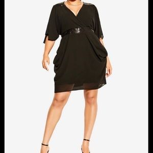 City Chic Sequin Wrap Women’s Dress Black Size XS-14.NWOT.